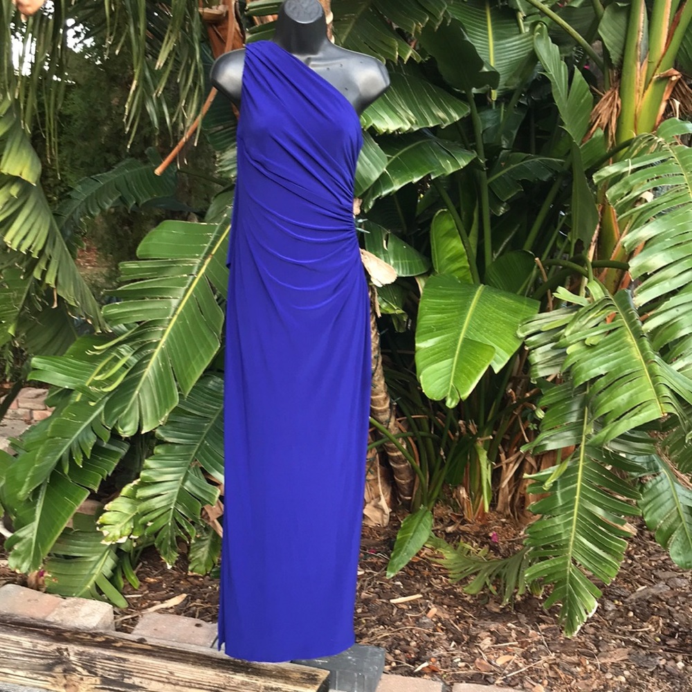 Ralph Lauren asymmetric one shoulder gown